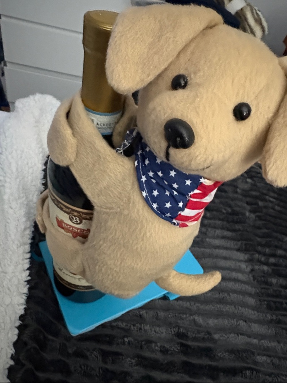 Wine Hugger with American Flag Bandana